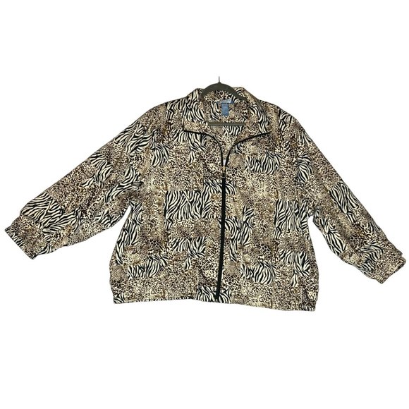 Vintage Koret Sport Front Zip Animal Print Jacket Lightweight Size 24W - Picture 2 of 6